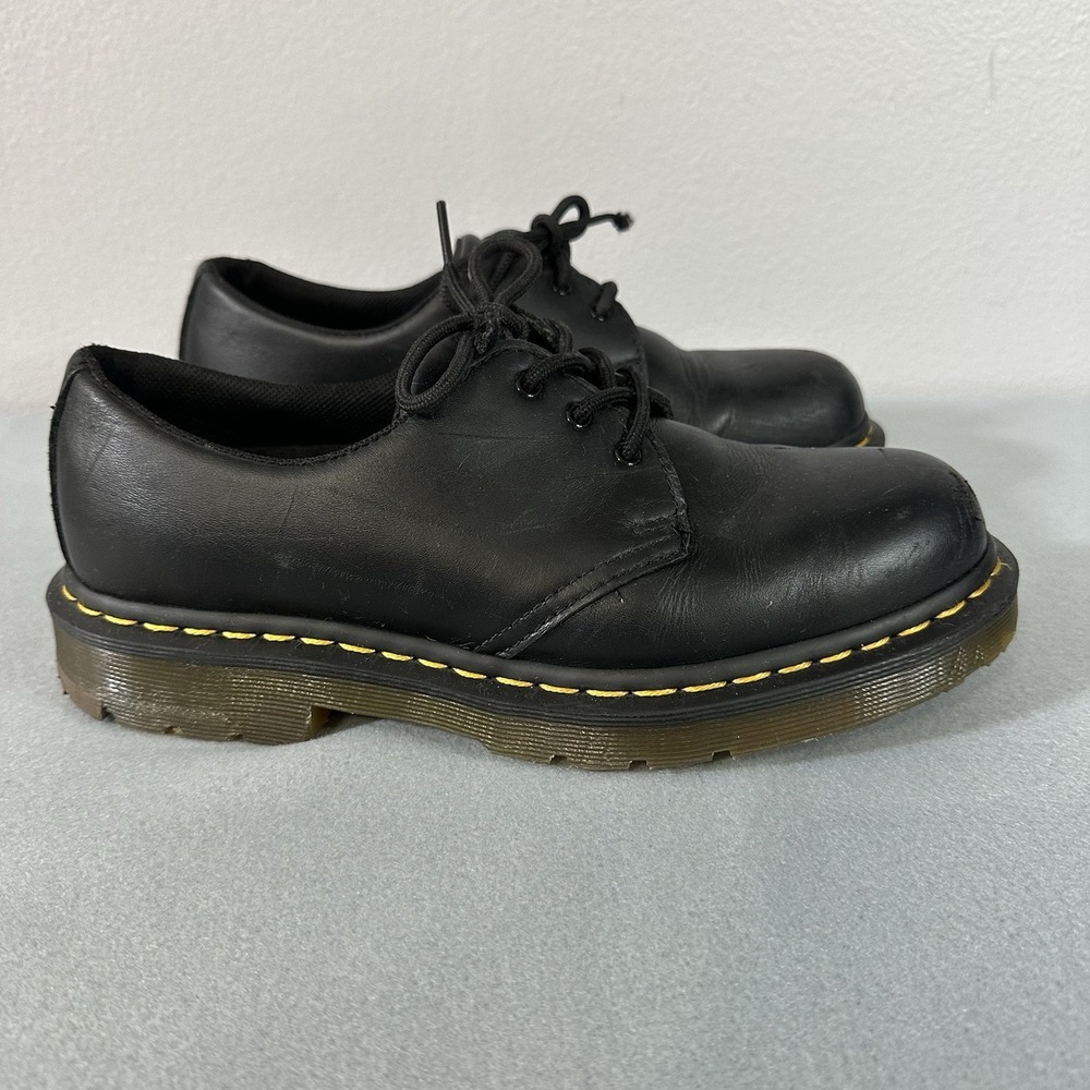 Dr Martens Oxford Shoes Mens 8 Women's 9 Black Leather 3 Eye Derby 1461 - Picture 4 of 9